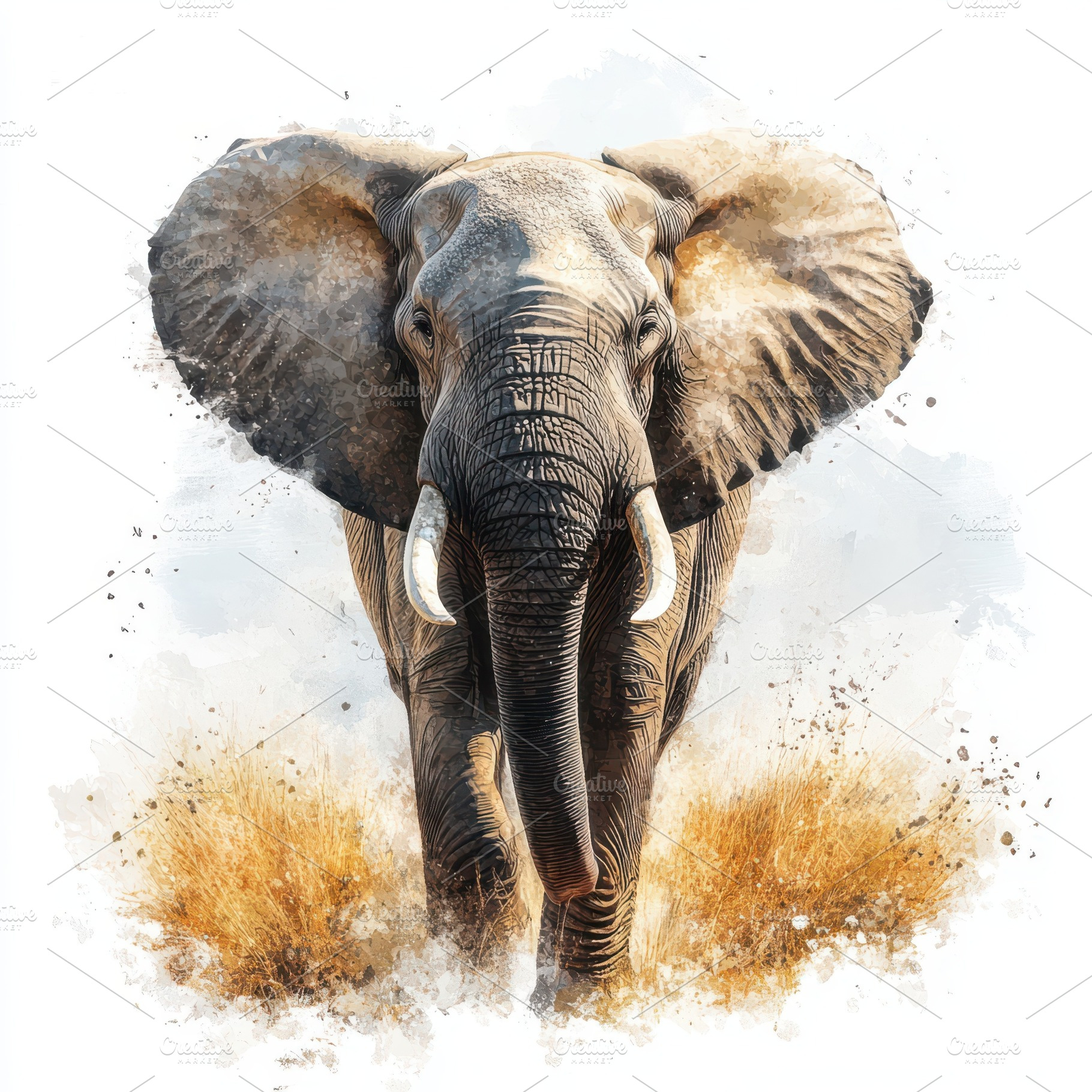Majestic African Elephant Watercolor, an Animal Photo by Pixeness Studio