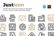 260 Business Line Icons Collection, an Outline Icon by Just Icon (Thumbnail 1 of 6)
