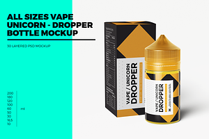 All Sizes Vape Dropper Bottle MockUp