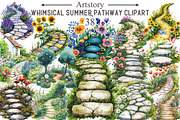 Watercolor Summer Pathway Clipart, an Illustration by designcity5 (Thumbnail 1 of 5)