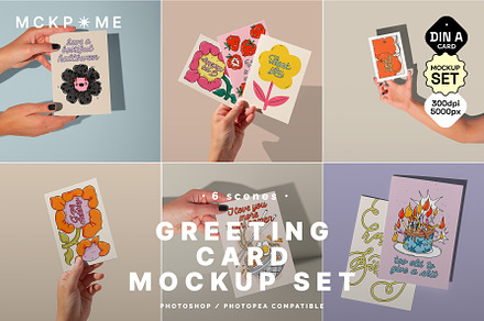 DIN A postcards in hand mockup set, a Merchandise Mockup by MCKP*ME