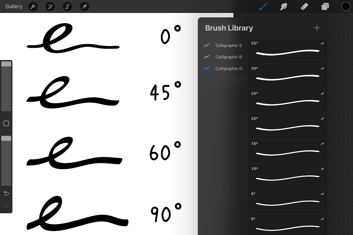 Procreate Oval Calligraphic Brushes, a Brush Add-On by 103cia (Photo 1 of 3)