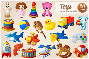 Set of 20 cartoon kid's toys