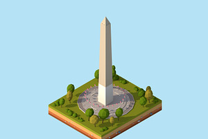 Cartoon Low Poly USA Landmarks Pack