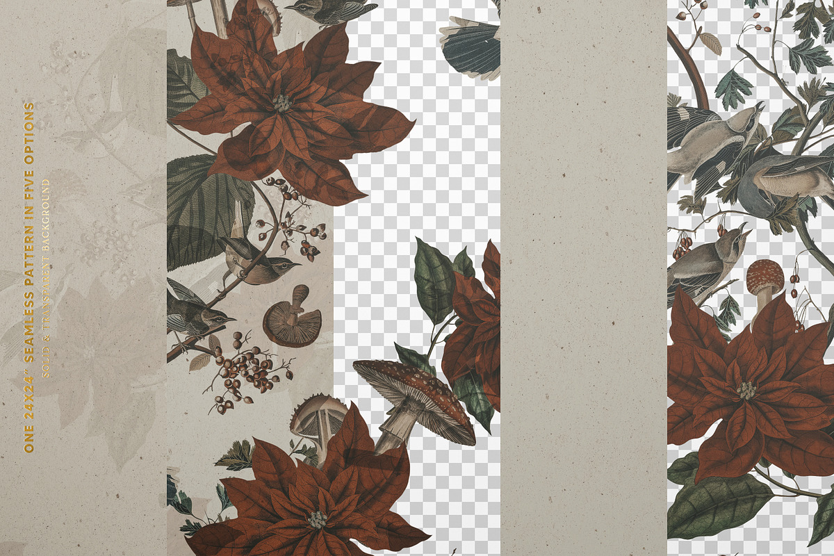 Christmas Flowers and Birds Pattern, a Pattern Graphic by paper aesthetic (Photo 5 of 7)