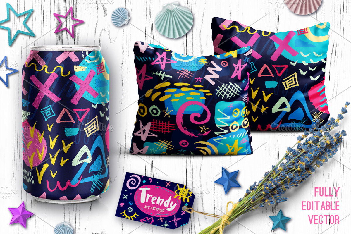 Trendy Art Patterns, a Pattern Graphic by Iraida_Bearlala (Photo 3 of 8)
