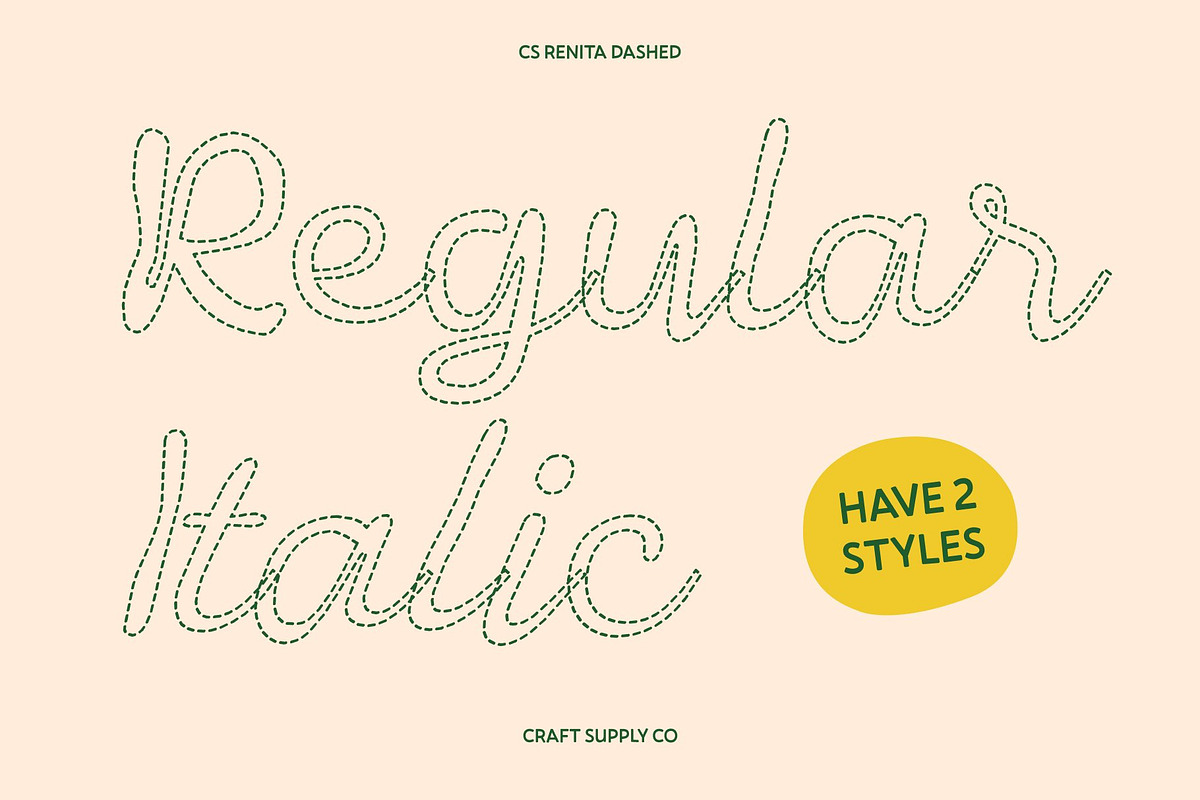 CS Renita Dashed, a Script Font by Craft Supply Co. (Photo 3 of 8)