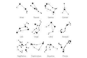 12 Zodiac Signs Constellations