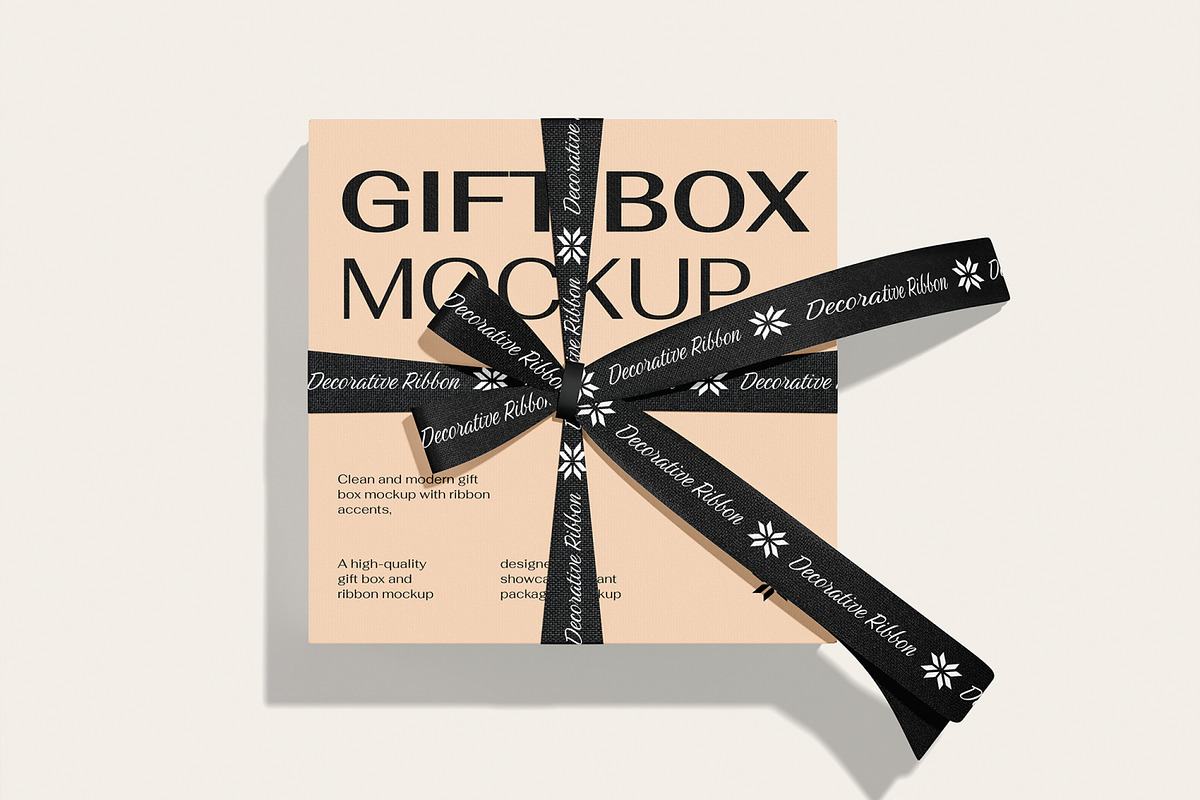 Gift Box and Ribbon Mockup, a Packaging Mockup by Permadi Creative (Photo 5 of 5)