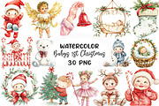 Baby's 1st Christmas Festive Clipart, an Illustration by CraftArtStudio (Thumbnail 1 of 6)