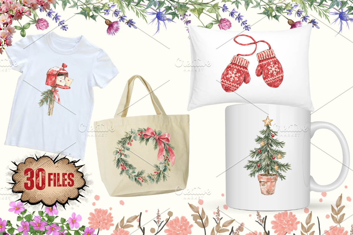 Hand Drawn Christmas PNG Cliparts, a Seasonal Illustration by Ink Gallery (Photo 4 of 13)