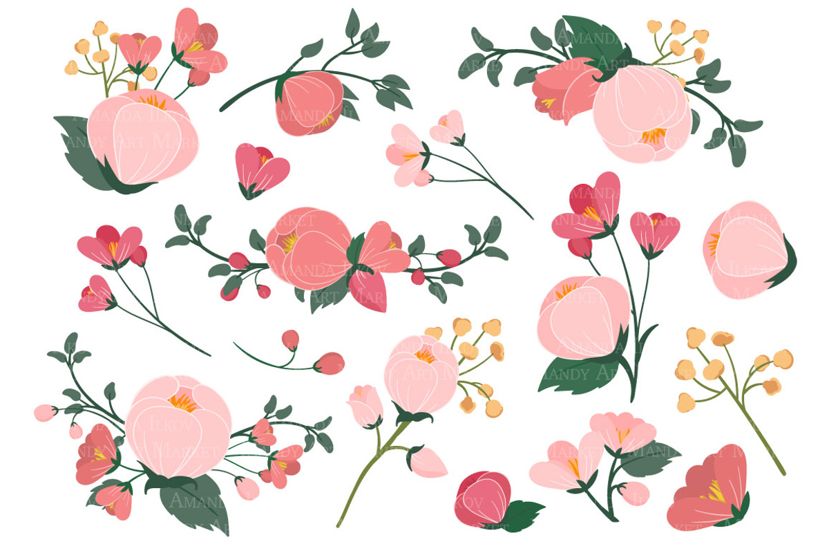 Rose Garden Floral Vectors, an Illustration by Amanda Ilkov (Photo 2 of 3)