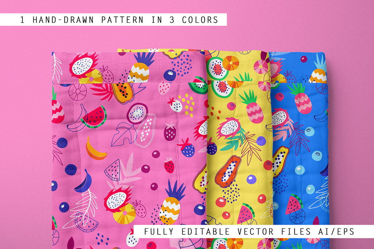 Crazy Fruits – 3 Patterns Collection, a Pattern Graphic by Yashroom (Photo 2 of 3)