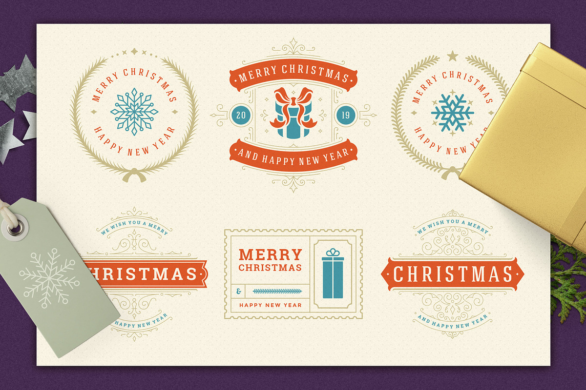 Christmas Retro Design Bundle, a Poster Template by Vasya Kobelev (Photo 7 of 11)