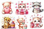 Cute Valentine Animal Clipart Bundle, an Illustration by Designworld (Thumbnail 4 of 5)