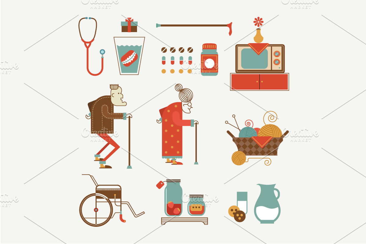 Vector granny icons