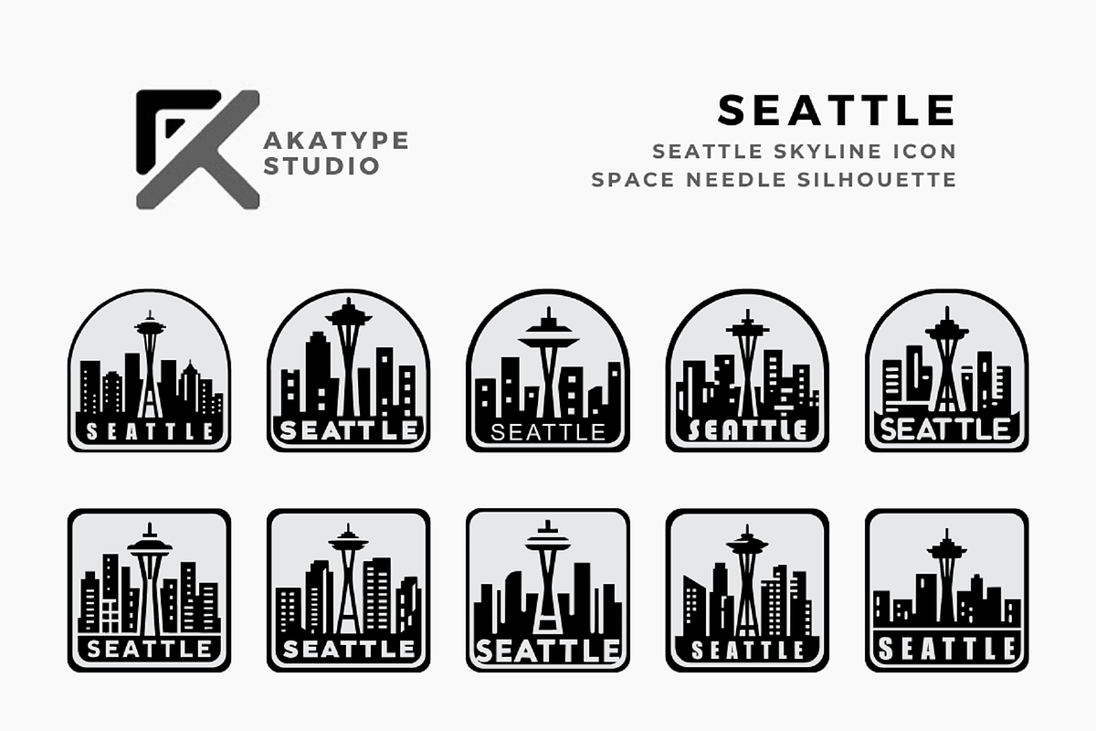 Seattle Skyline Icon, a Solid Icon by Akatype Studio (Photo 1 of 3)