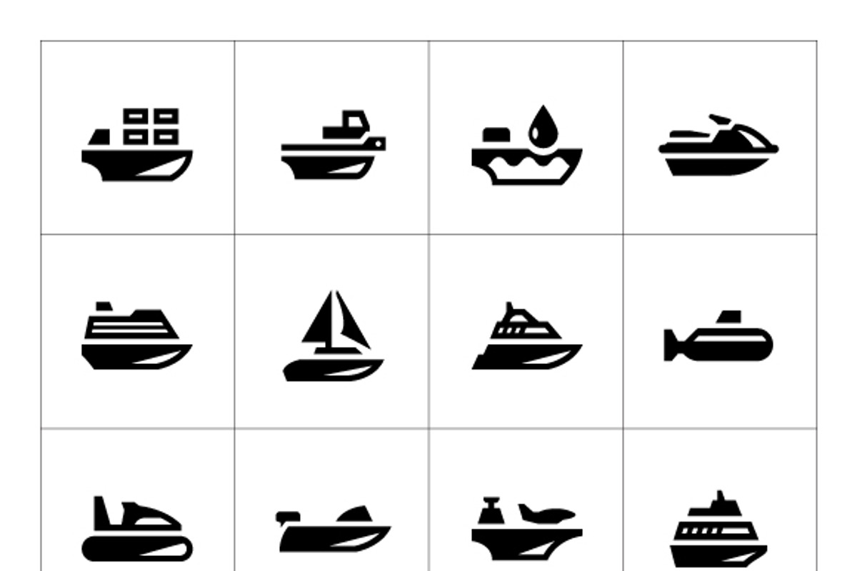 Set icons of water transport, a Solid Icon by motorama (Photo 1 of 2)