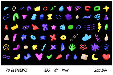 70 3D abstract elements