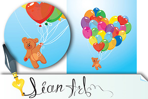 Image With Balloons And Bear