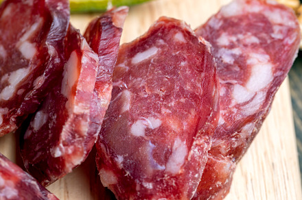 sliced sausage from pieces of meat with bacon, a Food & Drink Photo by MyPhotos