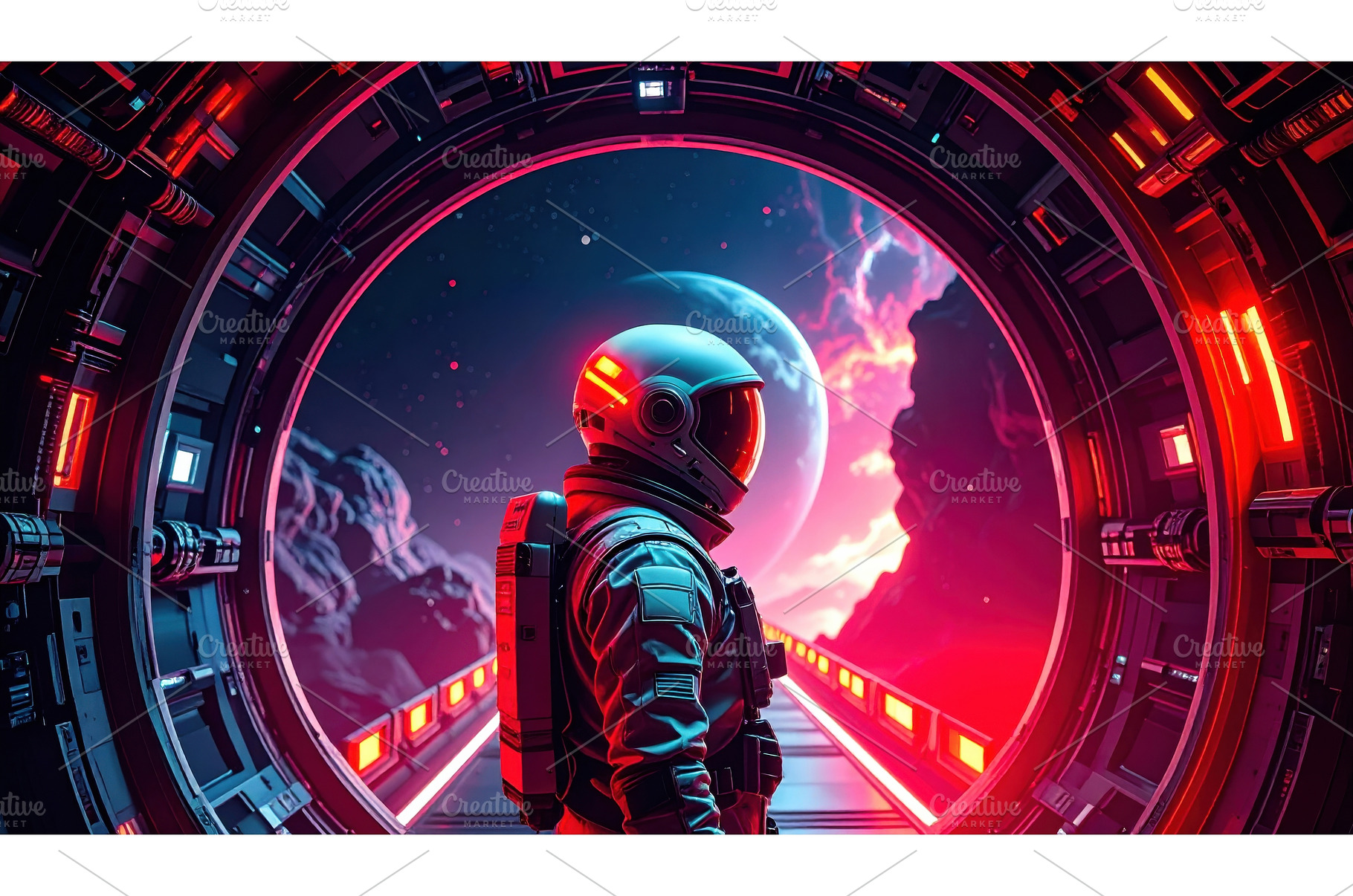 A futuristic astronaut stands at the, a Technology Photo by Igor Tichonow
