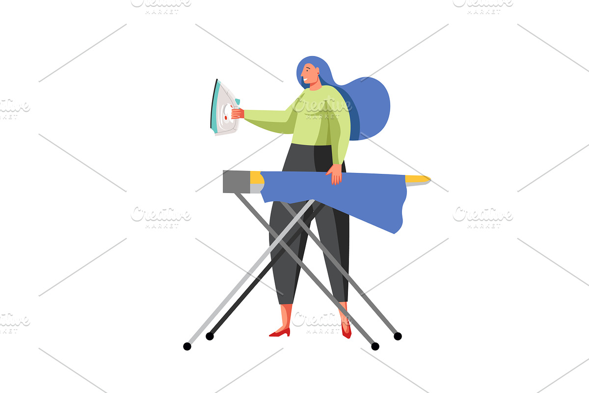 Ironing, cleaning company service, a Person Illustration by Sky Pics Studio