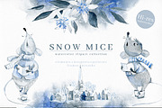 Snow Mice. Clipart set., a Decorative Illustration by Dinkoobraz (Thumbnail 1 of 12)