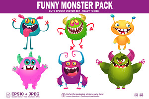 Funny Monster Mascot & Sticker Set