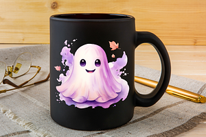 Pink Halloween Ghost Clipart