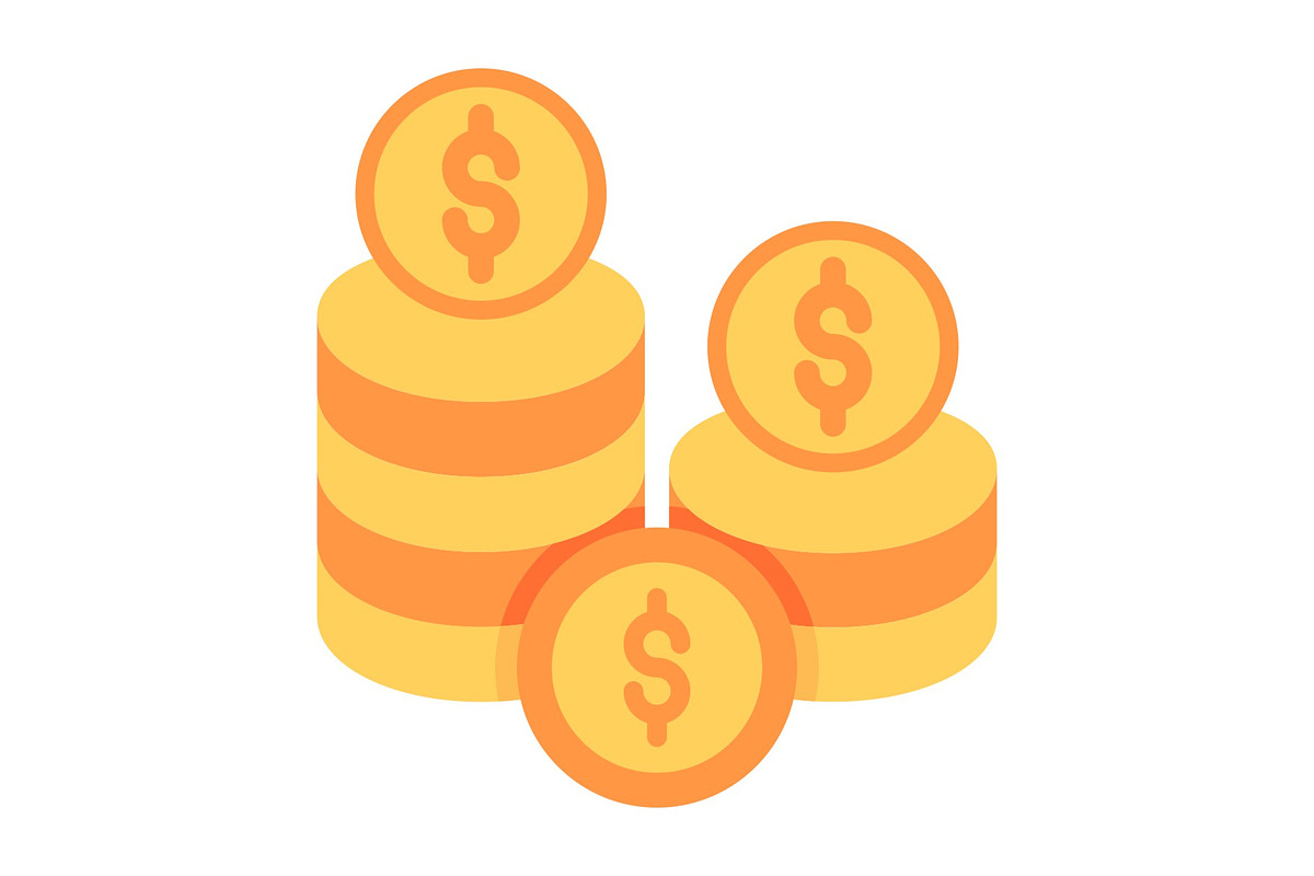 Dollar Coins Flat Icon, a Duotone Icon by Pexelpy (Photo 2 of 3)