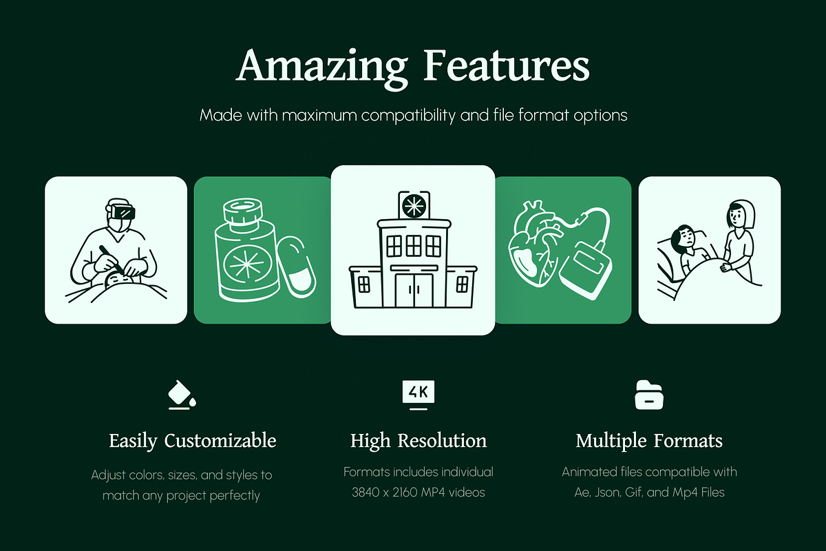 Animated Medical Doodles Set, an Outline Icon by Vectors Market (Photo 2 of 5)