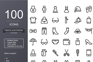 Fashion And Clothes Line Icons