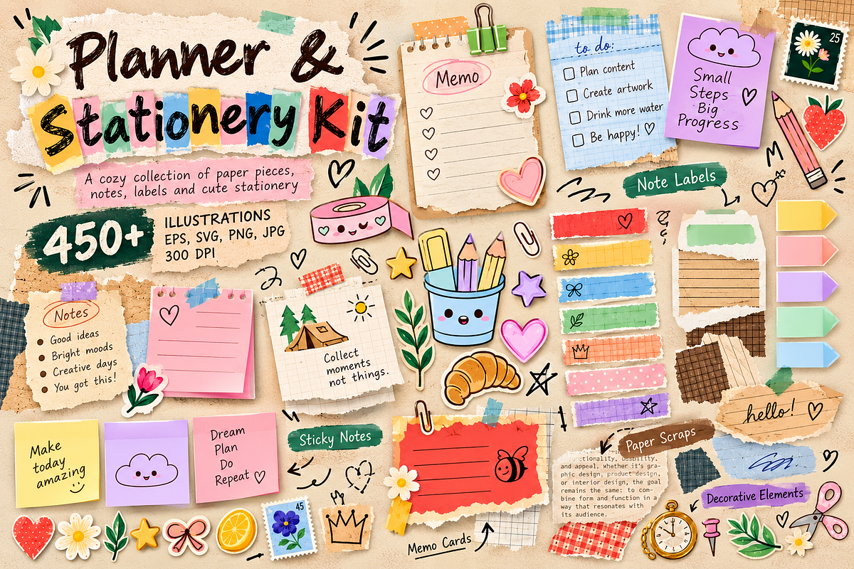 Paper Cut-Out Scrapbook Bundle, a Decorative Illustration by Anna Studio (Photo 4 of 28)