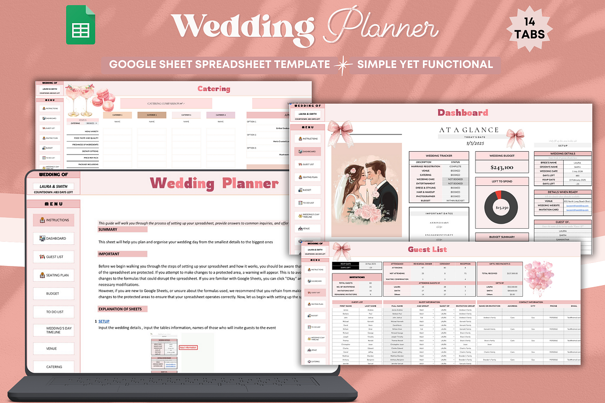 Spreadsheet Wedding Planner Template, a Templates & Theme by bellaROSEworkshop (Photo 1 of 6)