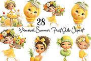 Whimsical Summer Fruit Girls Clipart, a Food Illustration by SVGArt (Thumbnail 1 of 3)