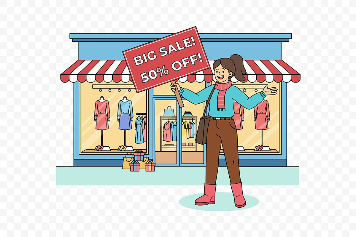 Mega Sale Discount Store, a Seasonal Illustration by Partikusi Design (Photo 3 of 3)