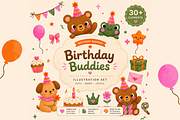 Birthday Buddies Illustration Set, an Animal Illustration by dal digtal (Thumbnail 1 of 4)