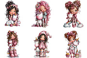 Whimsical Girl With Unicorn Clipart, an Illustration by CraftArtStudio (Thumbnail 3 of 6)