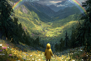 Child Beneath the Rainbow, a Nature Photo by Hamza067