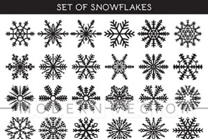 Set 36 Snowflakes Hand Drawn