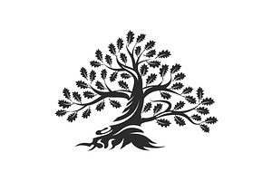 Isolated vector oak tree illustratio