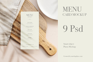 Menu Card Mockup Set