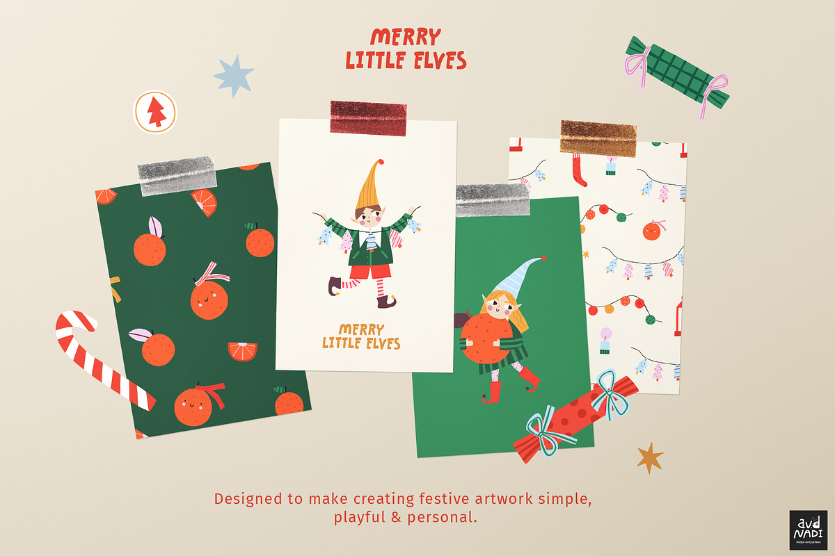 Merry Little Elves Collection, a Seasonal Illustration by avdnadi (Photo 5 of 10)