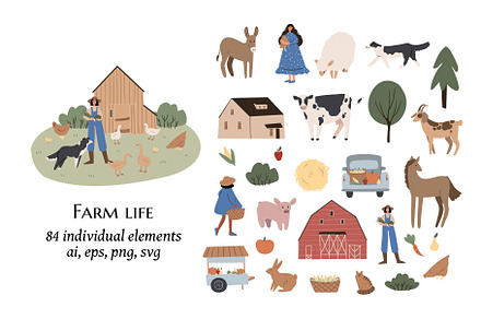 farm animals clipart | svg png ai, an Animal Illustration by LyubovZaytseva