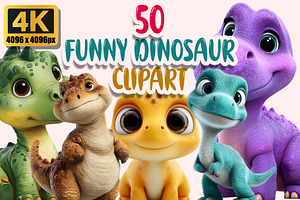 Funny Dinosaur Clipart PNG Bundle, a Graphic by M9 Design