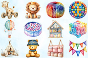 Watercolor Playroom Decor Clipart, an Illustration by Craft Nest (Thumbnail 4 of 9)
