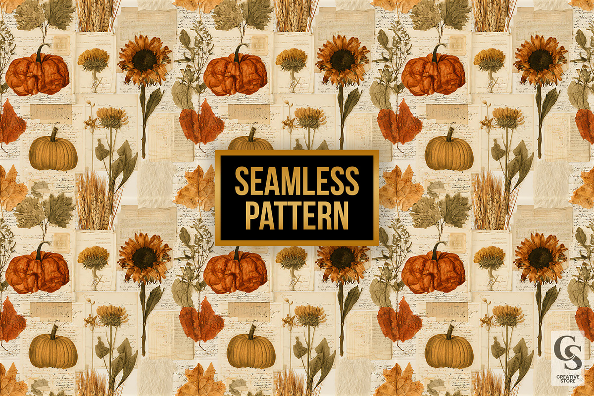 Fall Botanical Junk Journal Paper, a Pattern Graphic by Creative Store (Photo 4 of 5)