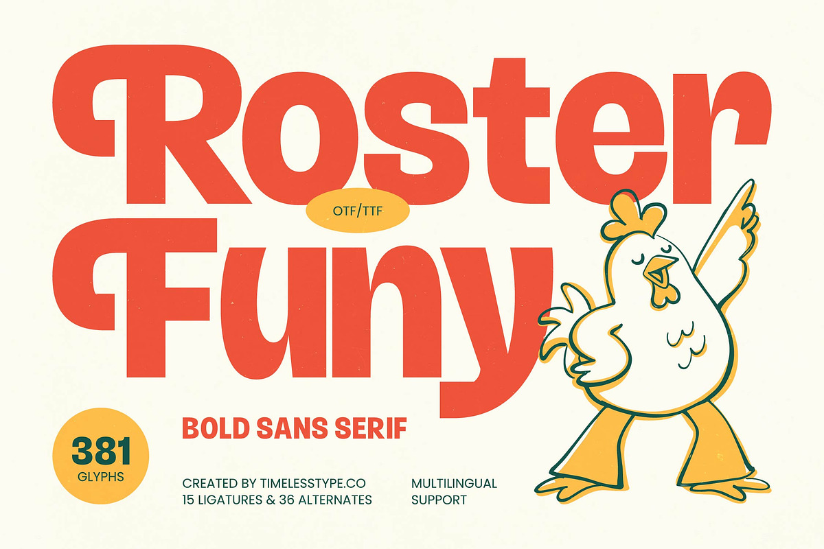 Roster Funy Bold Sans Serif, a Sans Serif Font by timelesstype.co (Photo 1 of 15)