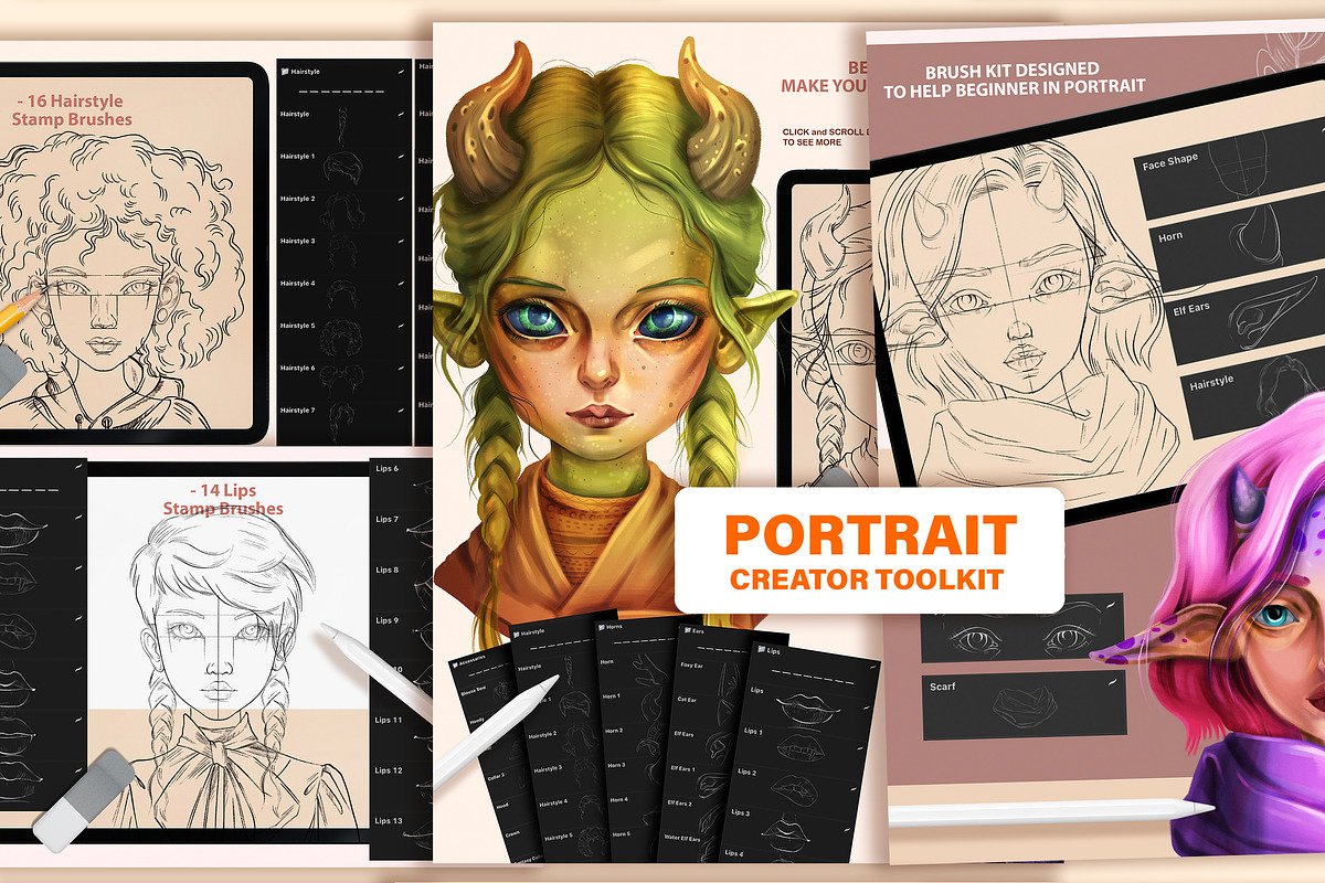 PROCREATE PORTRAIT CREATOR 5 IN 1, a Brush Add-On by AlexandraArt (Photo 5 of 7)
